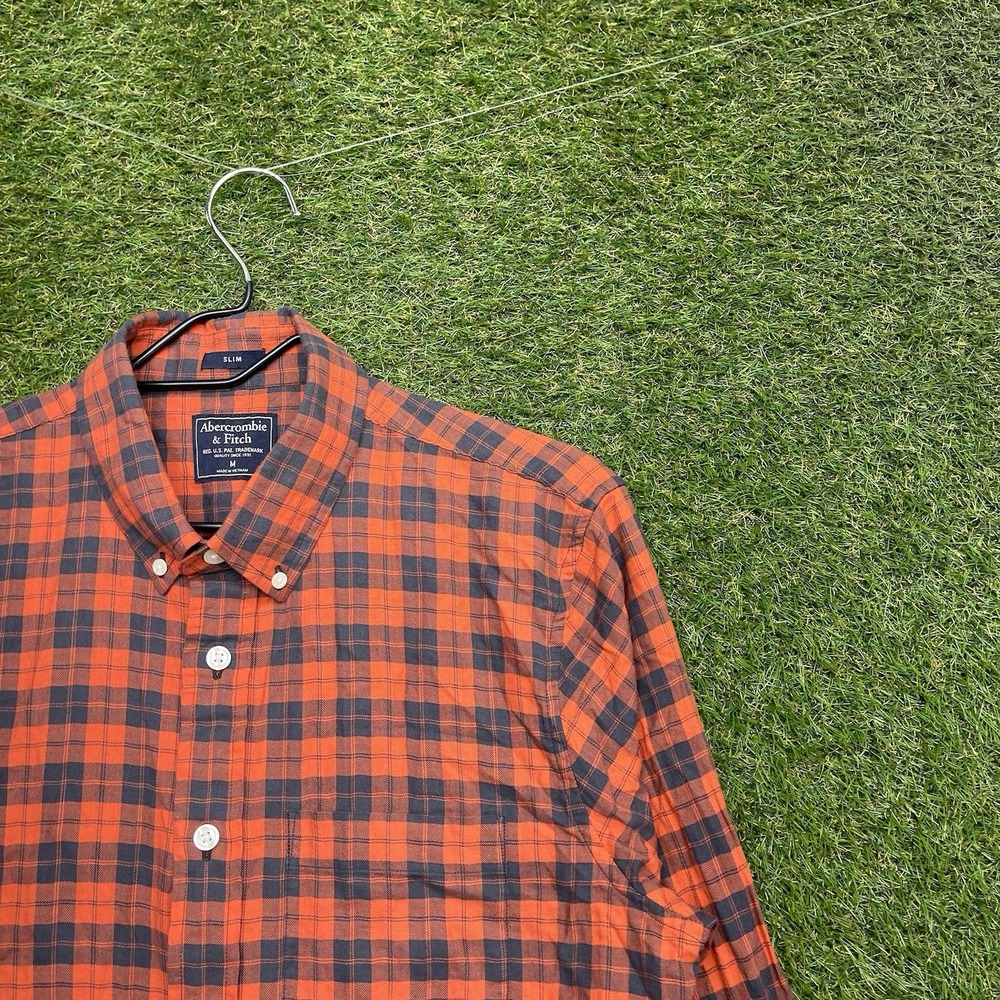Abercrombie & Fitch Dress Shirt Mens Medium Slim Fit Plaid Long Sleeve Button